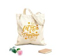 AILOONG happy valentines day stylish handlettering Reinforced Bottom Canvas Bag 340g/m² thick fabric Uses as a gift bag
