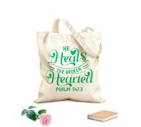 AILOONG He heals broken hearts bible verses Customizable pattern canvas bags 340g/m² thick fabric Matches clothing