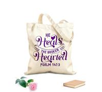 AILOONG He heals broken hearts bible verses Customizable pattern canvas bags 340g/m² thick fabric Matches clothing