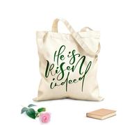 AILOONG He is indeed risen calligraphy lettering easter Jesus greeting phrase Reusable Shopper Bags 340g/m² thick fabric Foldable