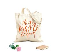 AILOONG He is indeed risen calligraphy lettering easter Jesus greeting phrase Reusable Shopper Bags 340g/m² thick fabric Foldable