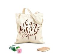 AILOONG He is indeed risen calligraphy lettering easter Jesus greeting phrase Reusable Shopper Bags 340g/m² thick fabric Foldable