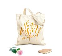 AILOONG He is indeed risen calligraphy lettering easter Jesus greeting phrase Reusable Shopper Bags 340g/m² thick fabric Foldable