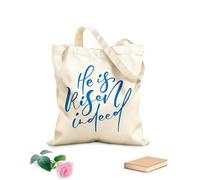 AILOONG He is indeed risen calligraphy lettering easter Jesus greeting phrase Reusable Shopper Bags 340g/m² thick fabric Foldable