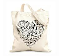 AILOONG heart collected from musical notes Reinforced Bottom Canvas Bag 12 oz thick fabric Uses as a gift bag 25x30cm Small