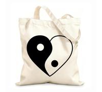 AILOONG Heart Love Symbol Yin Yang Buddhism Unbleached Canvas Tote Bag 12 oz thick fabric Uses as a tool bag 35x40cm Large