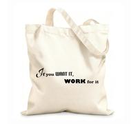 AILOONG Help of Succeed Quote Inspiring Wise Words Unbleached Canvas Tote Bag 12 oz thick fabric Uses as a tool bag 25x30cm Small