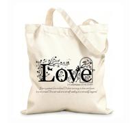AILOONG High-definition printed tote bags 12 oz thick fabric 1 Corinthians 13 Verses 45755 Niv Christian Bible Verses Religion Family Love Quotes Reusable 35x40cm Large