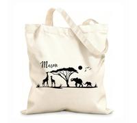 AILOONG High-definition printed tote bags 12 oz thick fabric African Savannah Animals Reusable 35x40cm Large