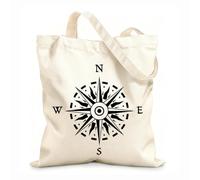 AILOONG High-definition printed tote bags 12 oz thick fabric Compass Geography Travel North South West East Reusable 35x40cm Large