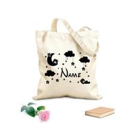 AILOONG High-definition printed tote bags 12 oz thick fabric Cute Bear With Moon Children'S Moon And Stars Reusable 25x30cm Small