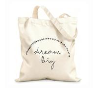 AILOONG High-definition printed tote bags 12 oz thick fabric Dream Big Words Cute Reusable 31x36cm Medium