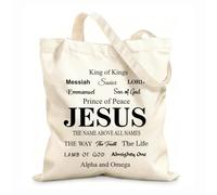 AILOONG High-definition printed tote bags 12 oz thick fabric French Christian Jesus Bible Scriptures Allah Messiah Lord God Prince Of Life Reusable 31x36cm Medium