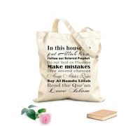 AILOONG High-definition printed tote bags 12 oz thick fabric House Rules Islam Quotes Reusable 31x36cm Medium