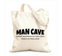 AILOONG High-definition printed tote bags 12 oz thick fabric Inspirational Quotes What Happens In The Cave Stays In The Cave Boy Reusable 31x36cm Medium