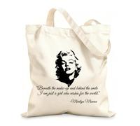 AILOONG High-definition printed tote bags 12 oz thick fabric Inspirational Words Behind The Smile Under Makeup Reusable 31x36cm Medium