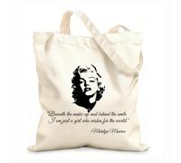 AILOONG High-definition printed tote bags 12 oz thick fabric Inspirational Words Behind The Smile Under Makeup Reusable 25x30cm Small
