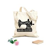 AILOONG High-definition printed tote bags 12 oz thick fabric Sewing She Works With Her Hands Draft Room Studio Christian Bible Verse Reusable 35x40cm Large