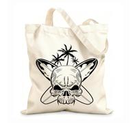 AILOONG High-definition printed tote bags 12 oz thick fabric Skull Surfing Waves Palm Beach Summer Sea Holidays Reusable 35x40cm Large