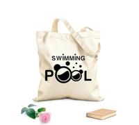 AILOONG High-definition printed tote bags 12 oz thick fabric Swimming Pool Idea Swimmer Room Reusable 25x30cm Small