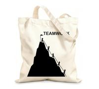 AILOONG High-definition printed tote bags 12 oz thick fabric Teamwork Job Work Office Top Mountain Reusable 31x36cm Medium