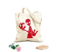 AILOONG High-definition printed tote bags 340g/m² thick fabric Alien Earth Ufo Humanoid Reusable