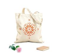 AILOONG High-definition printed tote bags 340g/m² thick fabric Compass Geography Travel North South West East Reusable