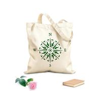 AILOONG High-definition printed tote bags 340g/m² thick fabric Compass Geography Travel North South West East Reusable