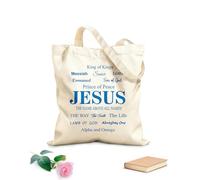 AILOONG High-definition printed tote bags 340g/m² thick fabric French Christian Jesus Bible Scriptures Allah Messiah Lord God Prince Of Life Reusable