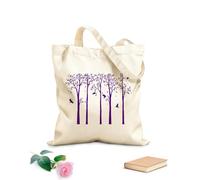 AILOONG High-definition printed tote bags 340g/m² thick fabric Giant Birch Bird Pine Forest Animals Playing Reusable