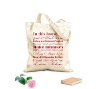 AILOONG High-definition printed tote bags 340g/m² thick fabric House Rules Islam Quotes Reusable