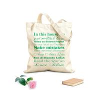 AILOONG High-definition printed tote bags 340g/m² thick fabric House Rules Islam Quotes Reusable