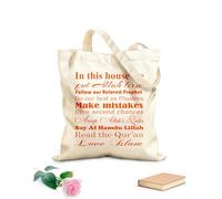 AILOONG High-definition printed tote bags 340g/m² thick fabric House Rules Islam Quotes Reusable
