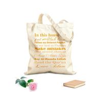 AILOONG High-definition printed tote bags 340g/m² thick fabric House Rules Islam Quotes Reusable