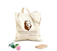 AILOONG High-definition printed tote bags 340g/m² thick fabric Inspirational Words Behind The Smile Under Makeup Reusable