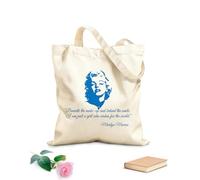 AILOONG High-definition printed tote bags 340g/m² thick fabric Inspirational Words Behind The Smile Under Makeup Reusable