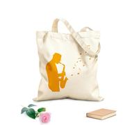 AILOONG High-definition printed tote bags 340g/m² thick fabric Jazz Saxophone Musician Saxophonist Musical Notes Reusable