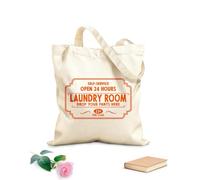 AILOONG High-definition printed tote bags 340g/m² thick fabric Laundry Room Self-Service Laundry Room Open 24 Hours A Day Take Off Your Pants Here Reusable