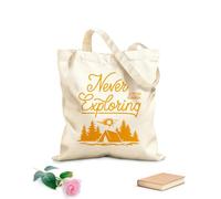 AILOONG High-definition printed tote bags 340g/m² thick fabric Never Stop Exploring Camping Camp Tent Travel Natural Reusable