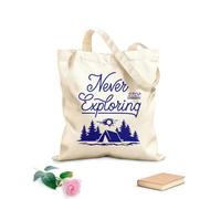 AILOONG High-definition printed tote bags 340g/m² thick fabric Never Stop Exploring Camping Camp Tent Travel Natural Reusable