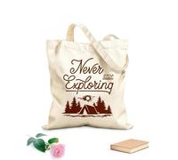 AILOONG High-definition printed tote bags 340g/m² thick fabric Never Stop Exploring Camping Camp Tent Travel Natural Reusable