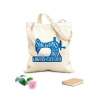 AILOONG High-definition printed tote bags 340g/m² thick fabric Sewing She Works With Her Hands Draft Room Studio Christian Bible Verse Reusable