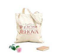 AILOONG High-definition printed tote bags 340g/m² thick fabric Spanish Christian Josue Bible Verse Spanish Family Reusable