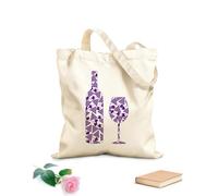 AILOONG High-definition printed tote bags 340g/m² thick fabric Wine Bottle Glass Grapes Alcohol Bar Reusable