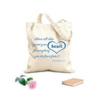 AILOONG High-definition printed tote bags Above All Else, Guard Your Heart, for Everything You do Flows from it. Proverbs 4:23 340g/m² thick fabric Reusable