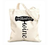 AILOONG High-definition printed tote bags Corkscrew Logo White Red Wine Shop Bar 12 oz thick fabric Reusable 35x40cm Large