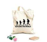 AILOONG High-definition printed tote bags Discover Travel Explore The World Camping 12 oz thick fabric Reusable 35x40cm Large