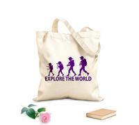 AILOONG High-definition printed tote bags Discover Travel Explore The World Camping 340g/m² thick fabric Reusable