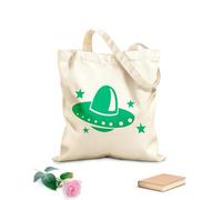 AILOONG High-definition printed tote bags House Pattern Funny Alien Newcomer Space Galaxy Ufo 340g/m² thick fabric Reusable