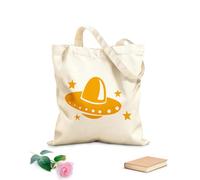 AILOONG High-definition printed tote bags House Pattern Funny Alien Newcomer Space Galaxy Ufo 340g/m² thick fabric Reusable